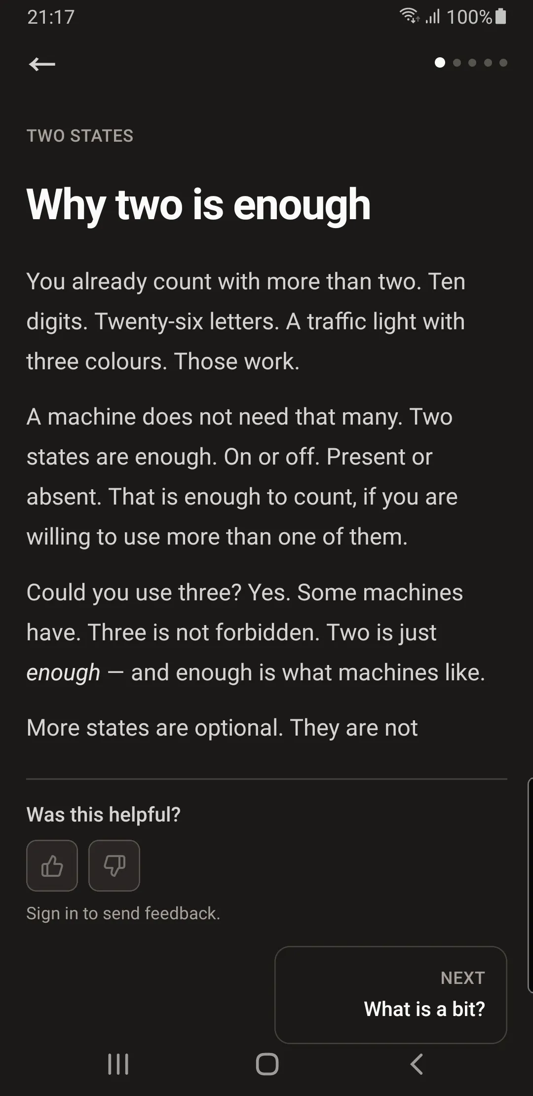 A lesson page titled Why two is enough.